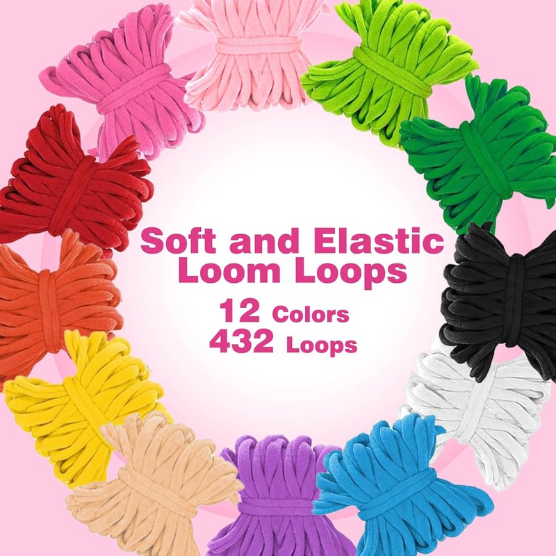 PP OPOUNT Weaving Loom Kit for Kids & Adults, 432 Craft Loops in 12 Colors, Nostalgic Pot Holder Loom Kit for Potholders, Bracelets, Coasters & Doll Scarves - DIY Gift for Girls Ages 8-12 & Beginners - Image 2